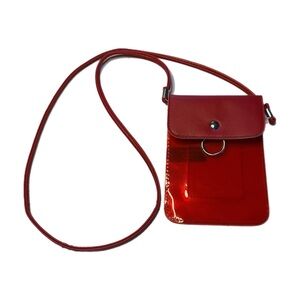Red Crossbody Bag See-thru Roomy Purse Transparent Vegan Sport Concert Events